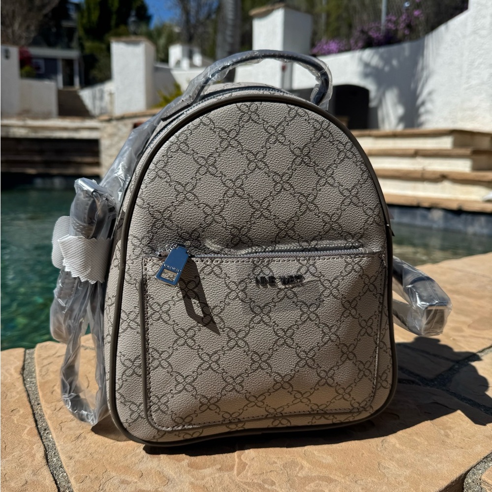 Nine West Beige/Grey Monogram Backpack
